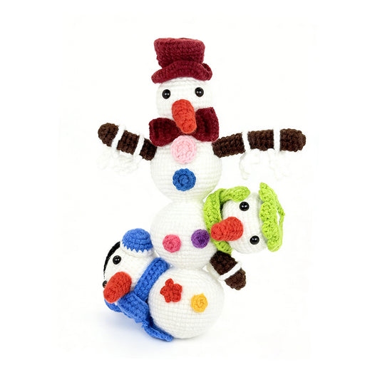 Handmade Crochet Stacked Snowmen - Amigurumi Christmas Holiday Decor