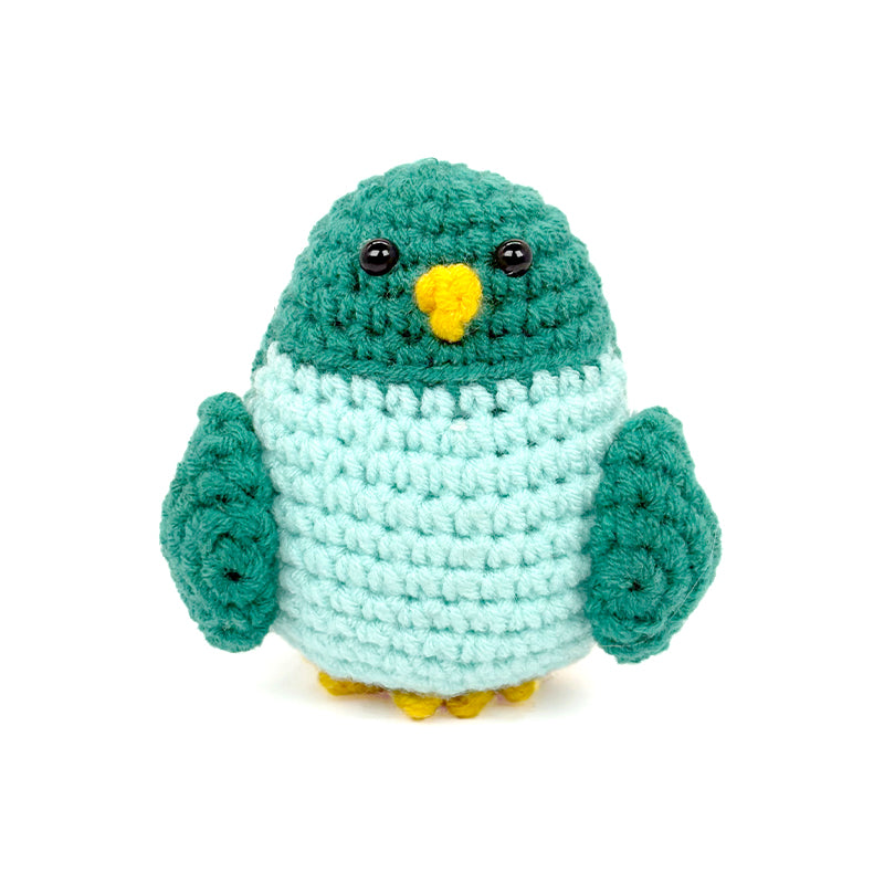 Green Crochet Bird Plush Toy, Handmade Amigurumi Animal Doll Gift