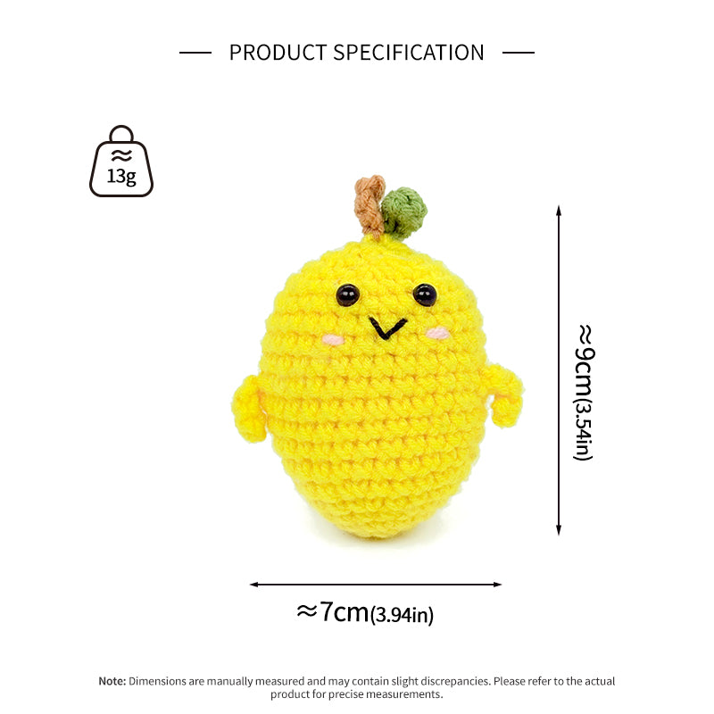 Crochet Lemon Plush Toy, Handmade Amigurumi Fruit Doll Gift
