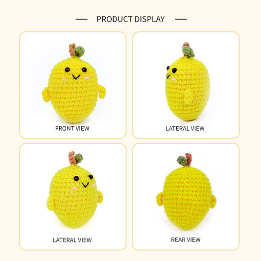 Crochet Lemon Plush Toy, Handmade Amigurumi Fruit Doll Gift