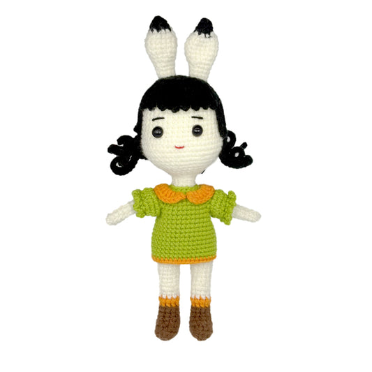 Crochet Bunny Girl Doll, Handmade Amigurumi Plush Toy for Kids Gift