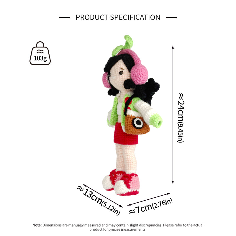 Crochet Fashion Girl Doll, Handmade Amigurumi Plush Toy for Kids Gift