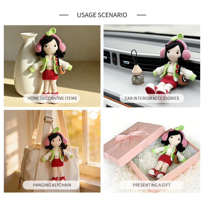 Crochet Fashion Girl Doll, Handmade Amigurumi Plush Toy for Kids Gift