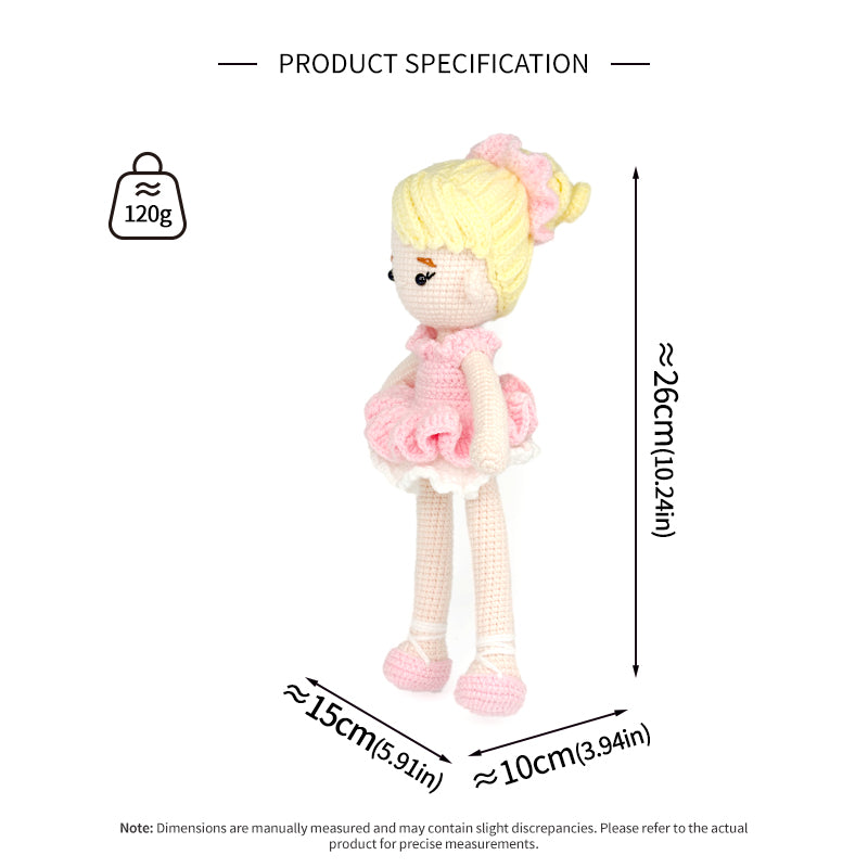 Crochet Ballerina Doll, Handmade Amigurumi Plush Toy for Kids Gift
