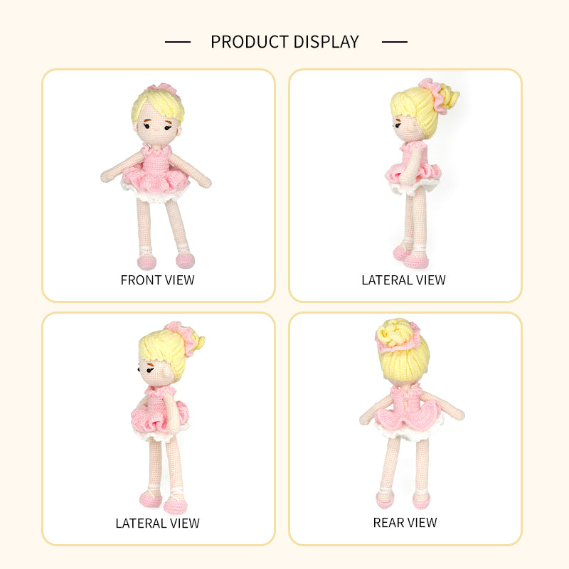 Crochet Ballerina Doll, Handmade Amigurumi Plush Toy for Kids Gift