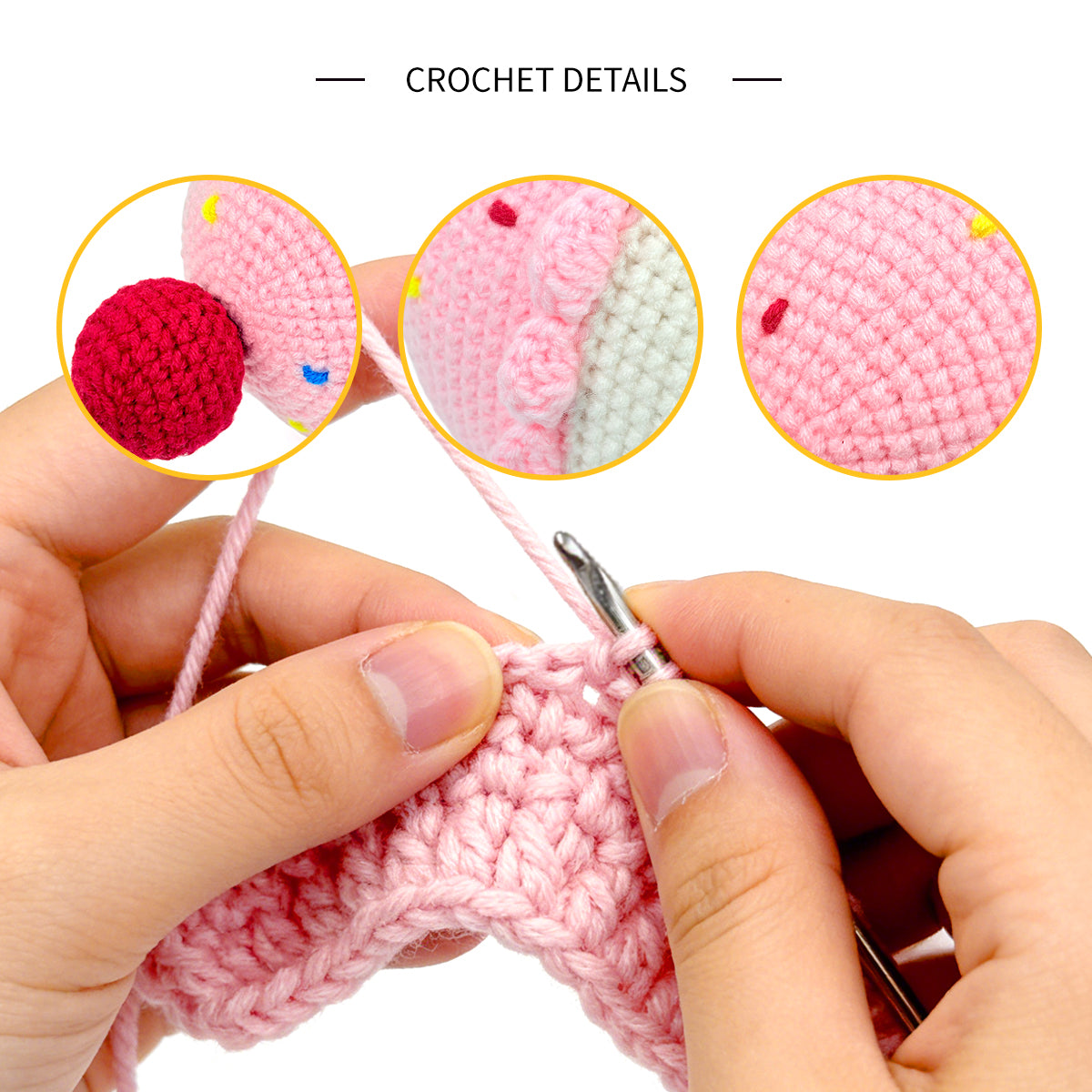 Handmade Crochet Cupcake with Cherry - Amigurumi Play Food Kitchen Toy