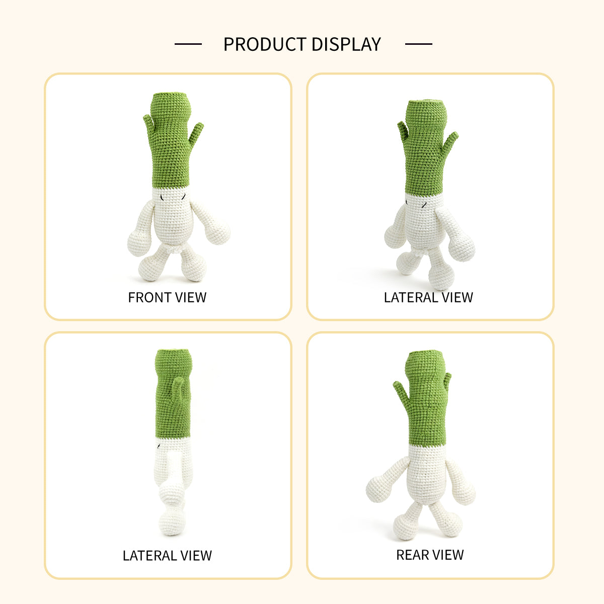 Funny Crochet Leek Plush Toy - Kawaii Amigurumi Green Onion Doll