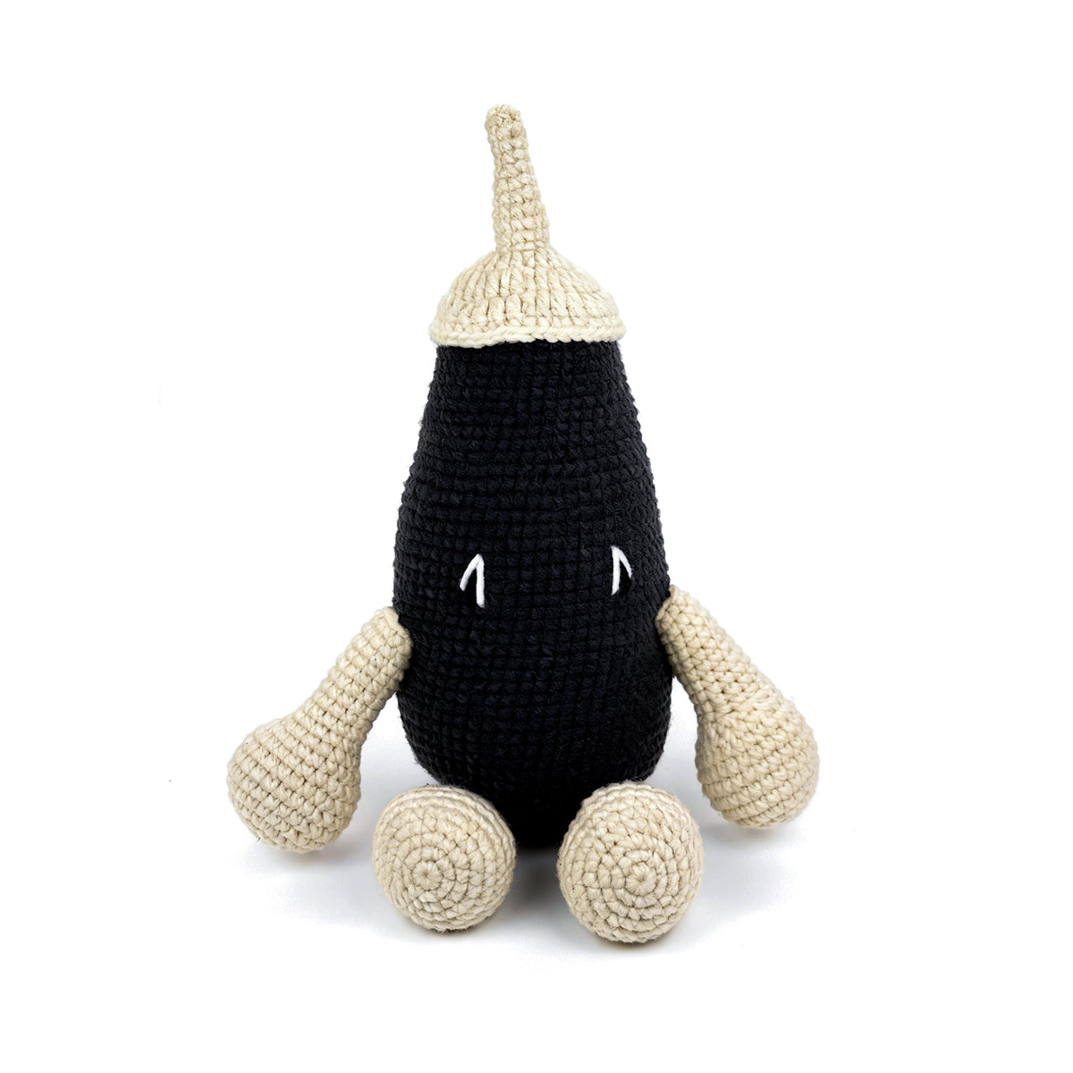Minimalist Crochet Monster Plush - Black and Beige Amigurumi Nursery Decor