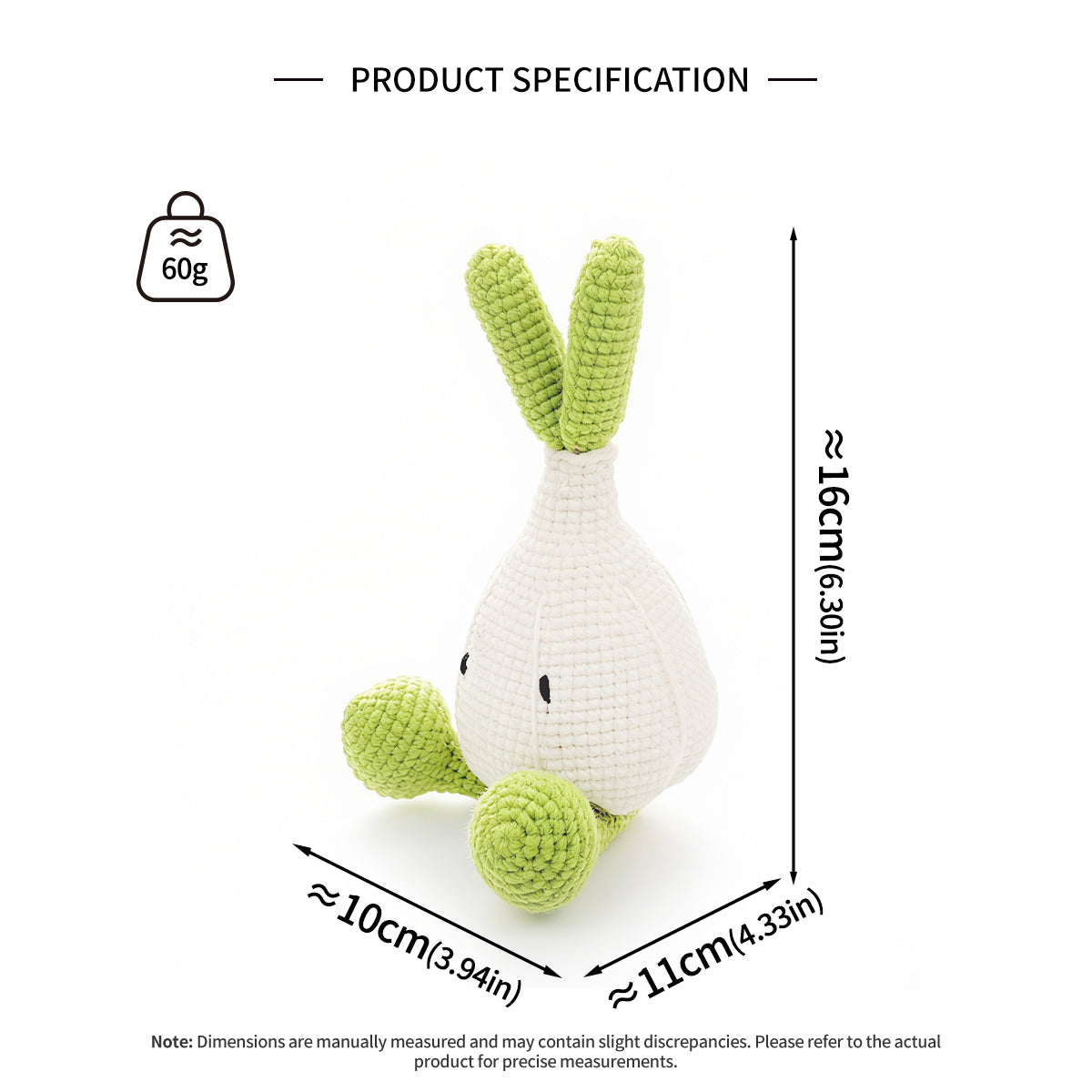 Funny Crochet Garlic Bulb Plush - Kawaii Amigurumi Vegetable Doll