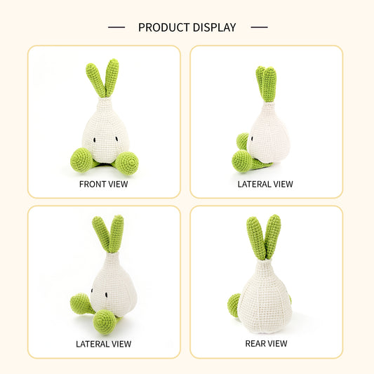Funny Crochet Garlic Bulb Plush - Kawaii Amigurumi Vegetable Doll