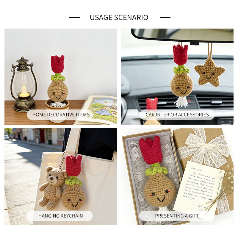 Crochet Flower Bulb Plush Toy, Handmade Amigurumi Plant Doll Gift