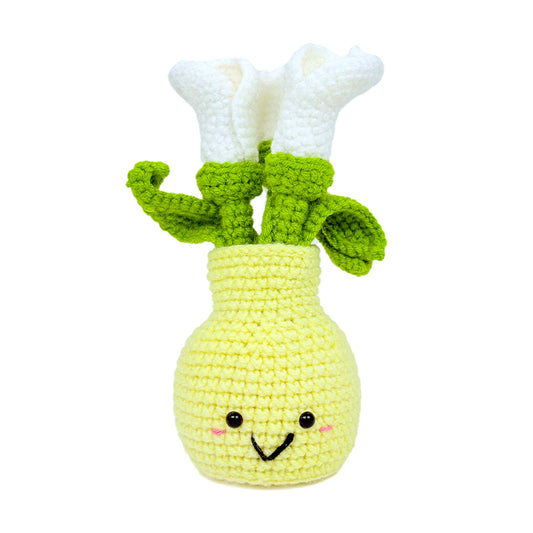Crochet Calla Lily Flower Plush, Handmade Amigurumi Potted Plant Decor Gift