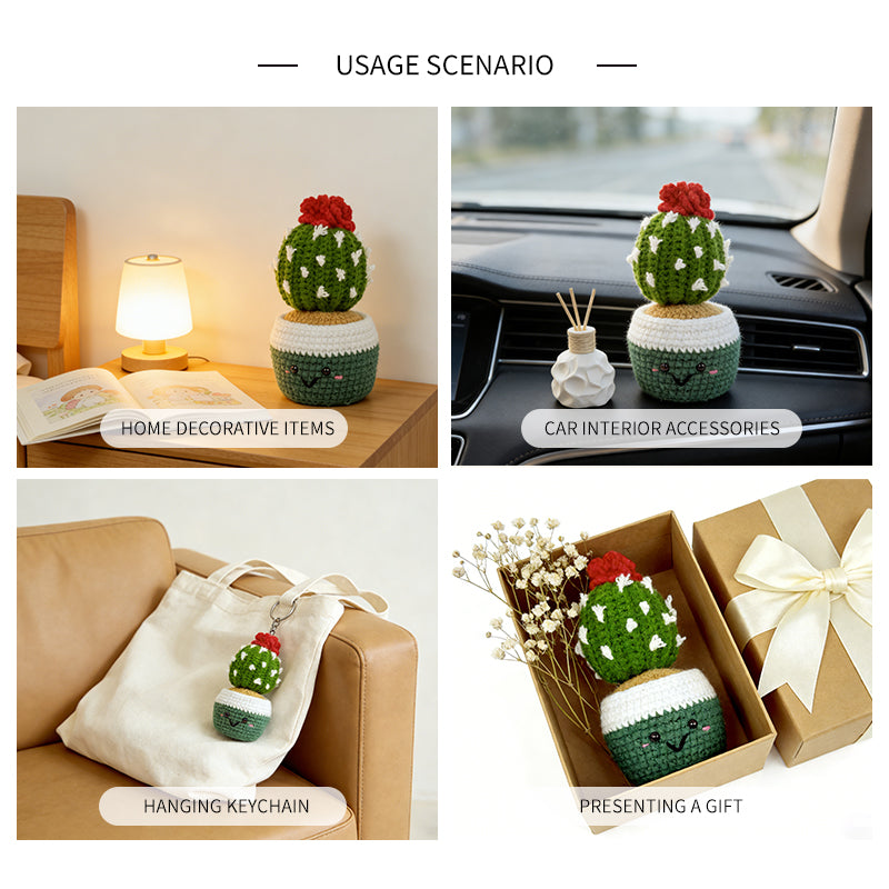 Crochet Cactus Plush, Handmade Amigurumi Potted Plant Decor Gift