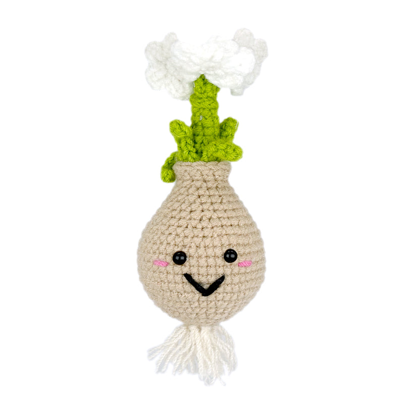 Crochet Radish Plush Toy, Handmade Amigurumi Root Vegetable Doll Gift