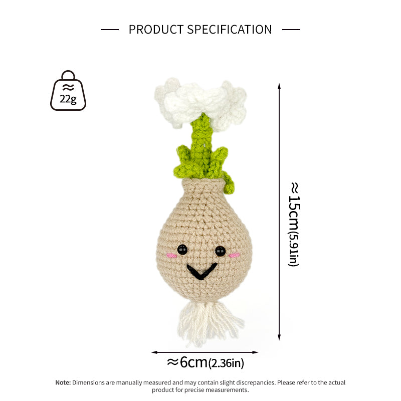 Crochet Radish Plush Toy, Handmade Amigurumi Root Vegetable Doll Gift