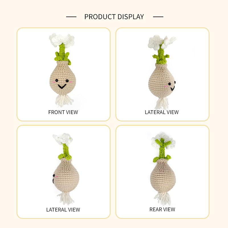 Crochet Radish Plush Toy, Handmade Amigurumi Root Vegetable Doll Gift