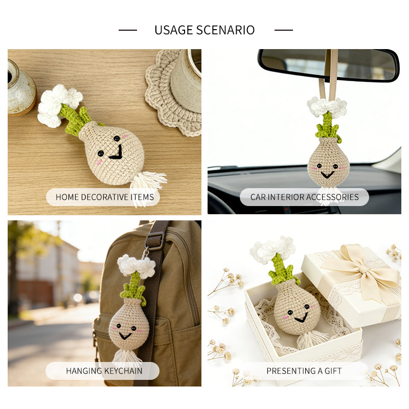 Crochet Radish Plush Toy, Handmade Amigurumi Root Vegetable Doll Gift