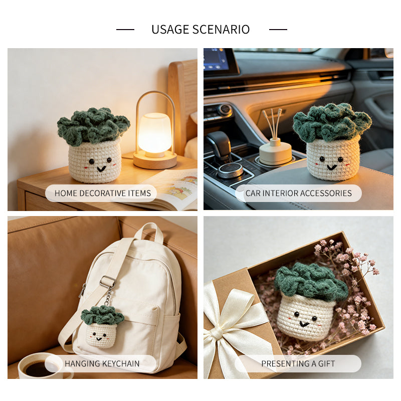 Crochet Potted Plant Plush, Handmade Amigurumi Green Plant Decor Gift