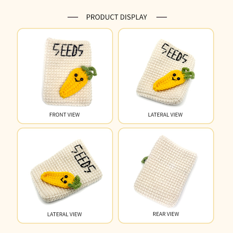 Crochet Seed Packet Plush Set, Handmade Amigurumi Garden Decor Gift
