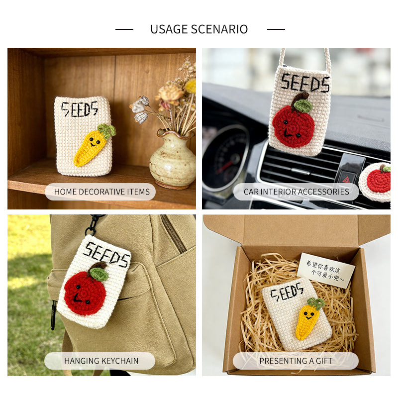 Crochet Seed Packet Plush Set, Handmade Amigurumi Garden Decor Gift