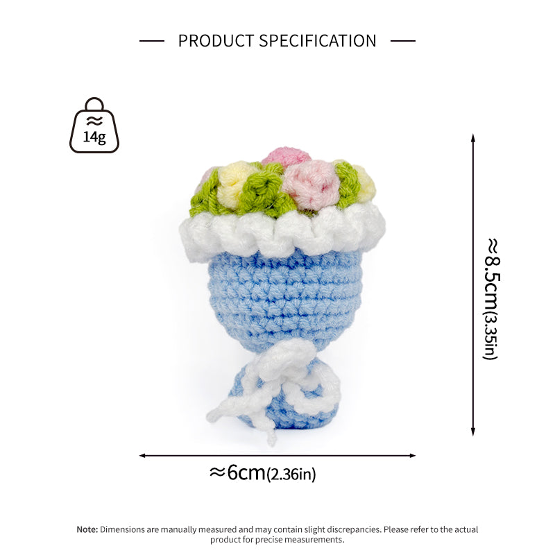 Crochet Mini Flower Bouquet Plush, Handmade Amigurumi Floral Gift Decor