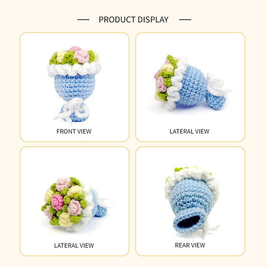 Crochet Mini Flower Bouquet Plush, Handmade Amigurumi Floral Gift Decor