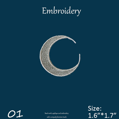 Moon, Star, and Cloud Embroidered Patches