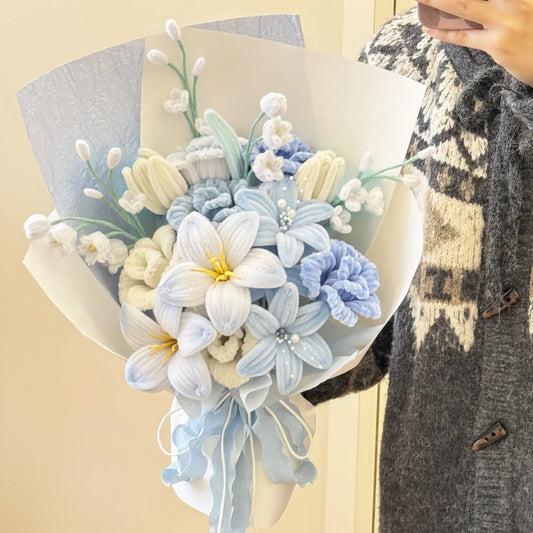 DIY Craft Kit,Complete Set for Handcrafting a Tulip & Rose Bouquet using Chenille Stems — A Woven Valentine's Day Gift