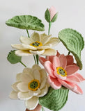 Lotus Flower DIY Woven Bouquet Knitting Kit with Crochet Hooks - Good Luck Preserved Flower Ornament Gift