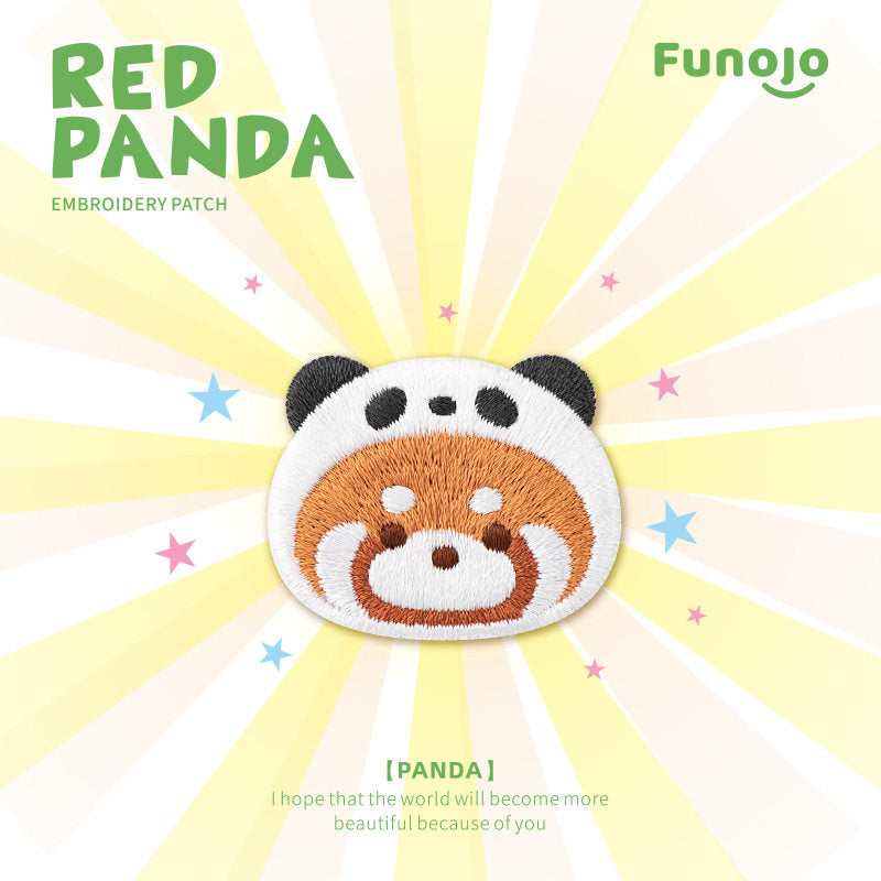 Cute Little Red Panda Head Embroidery Patch