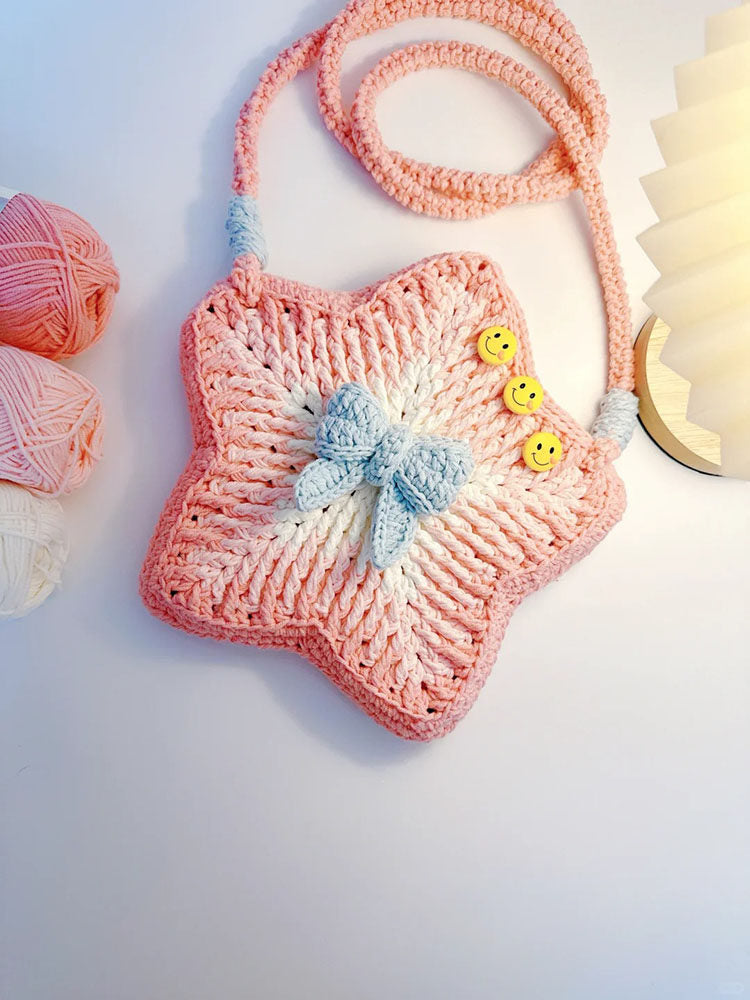 Star & Pompompurin Camellia Hand-Crocheted Bag — DIY Kit (Crochet Materials Pack) — Handmade Gift