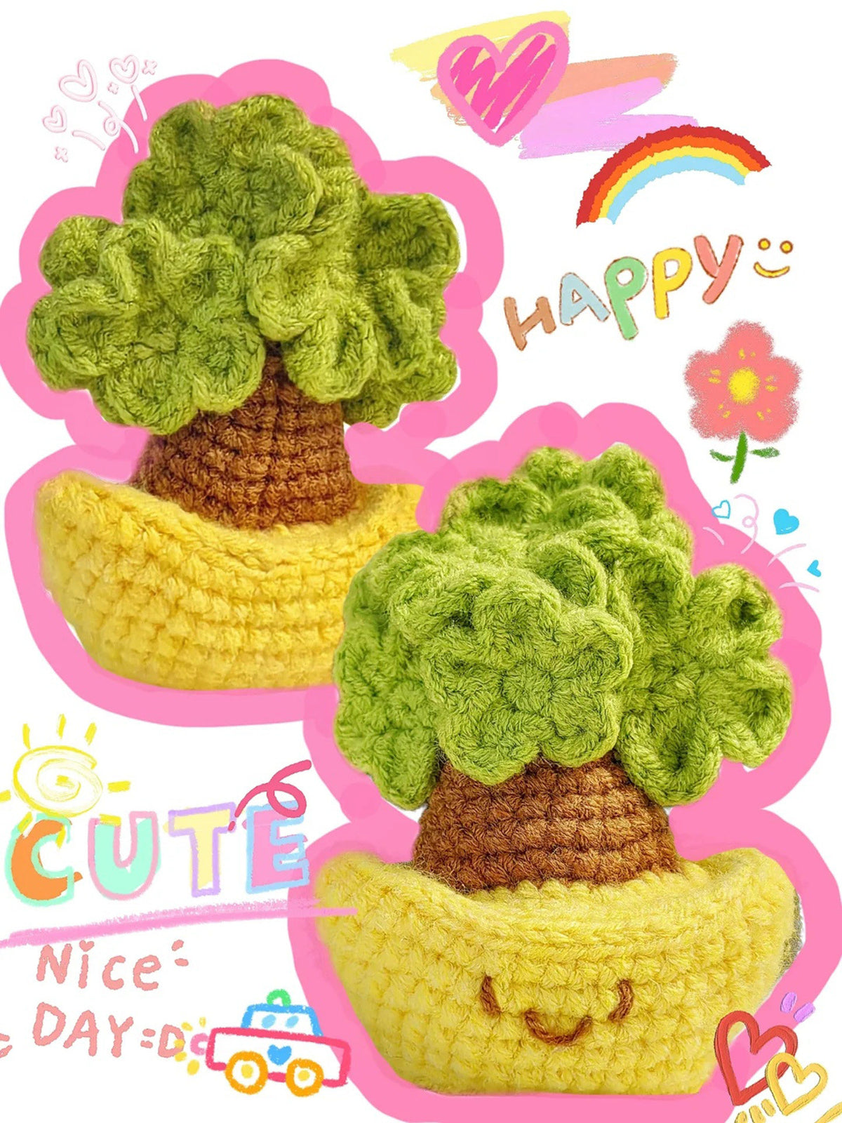 DIY Crochet Kit,Potted "Money Tree" — Handmade Yarn Craft & New Year's Gift