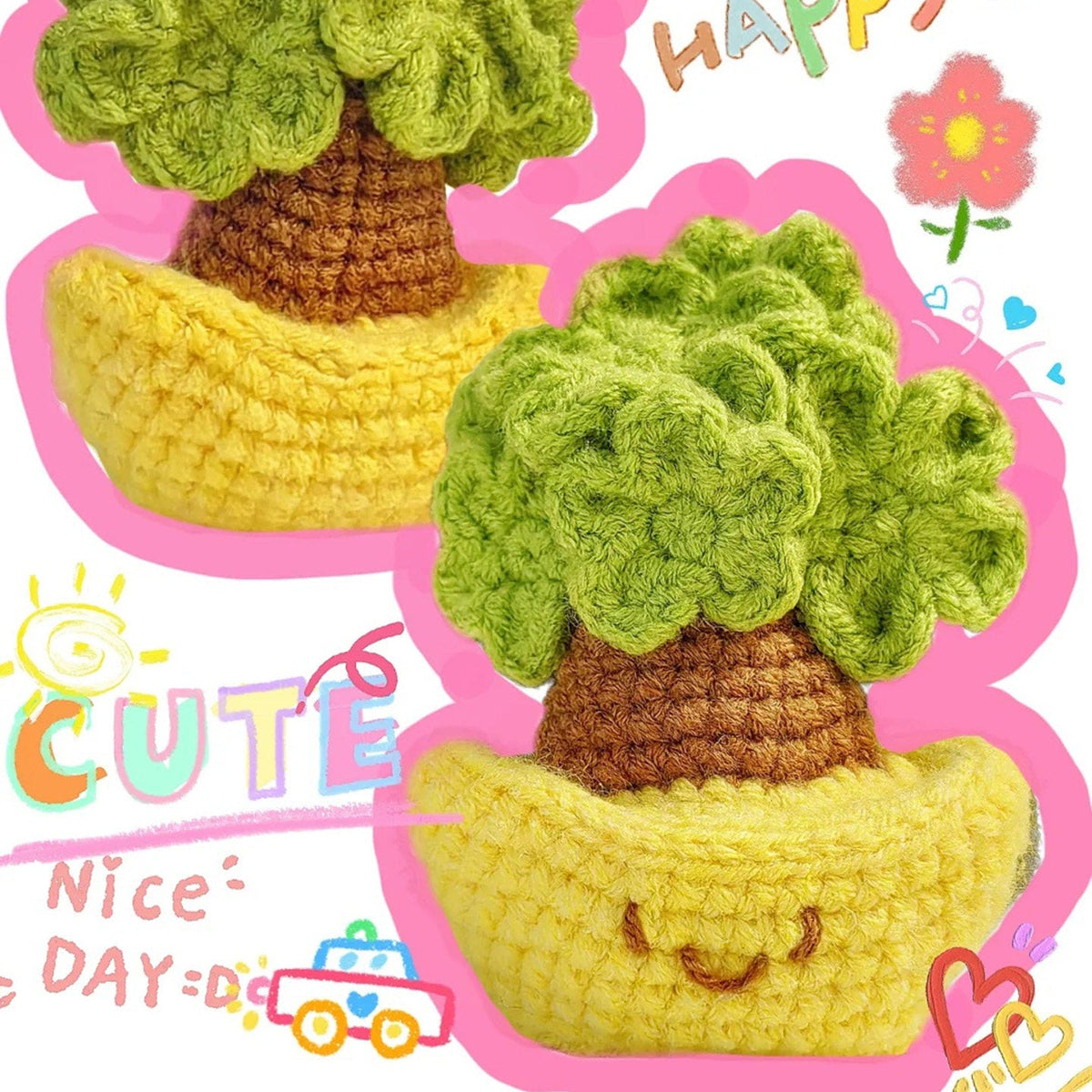 DIY Crochet Kit,Potted "Money Tree" — Handmade Yarn Craft & New Year's Gift