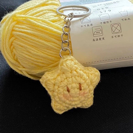 Small star bag charm keychain yarn hand-knitting DIY material kit for making Christmas gifts