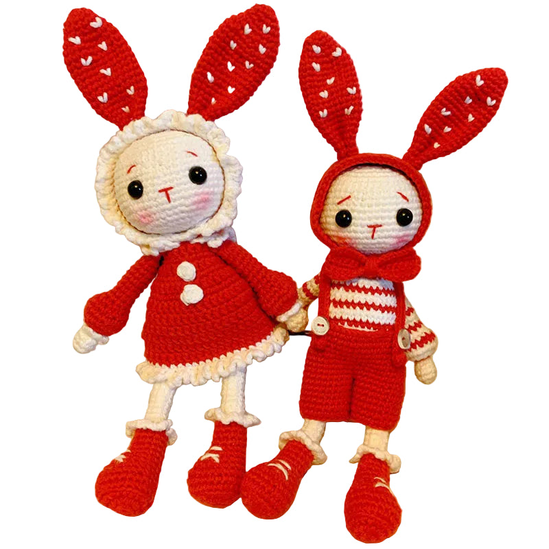 DIY Crochet Doll Kit Handmade Gift Yarn Doll Couple Rabbit for friend family