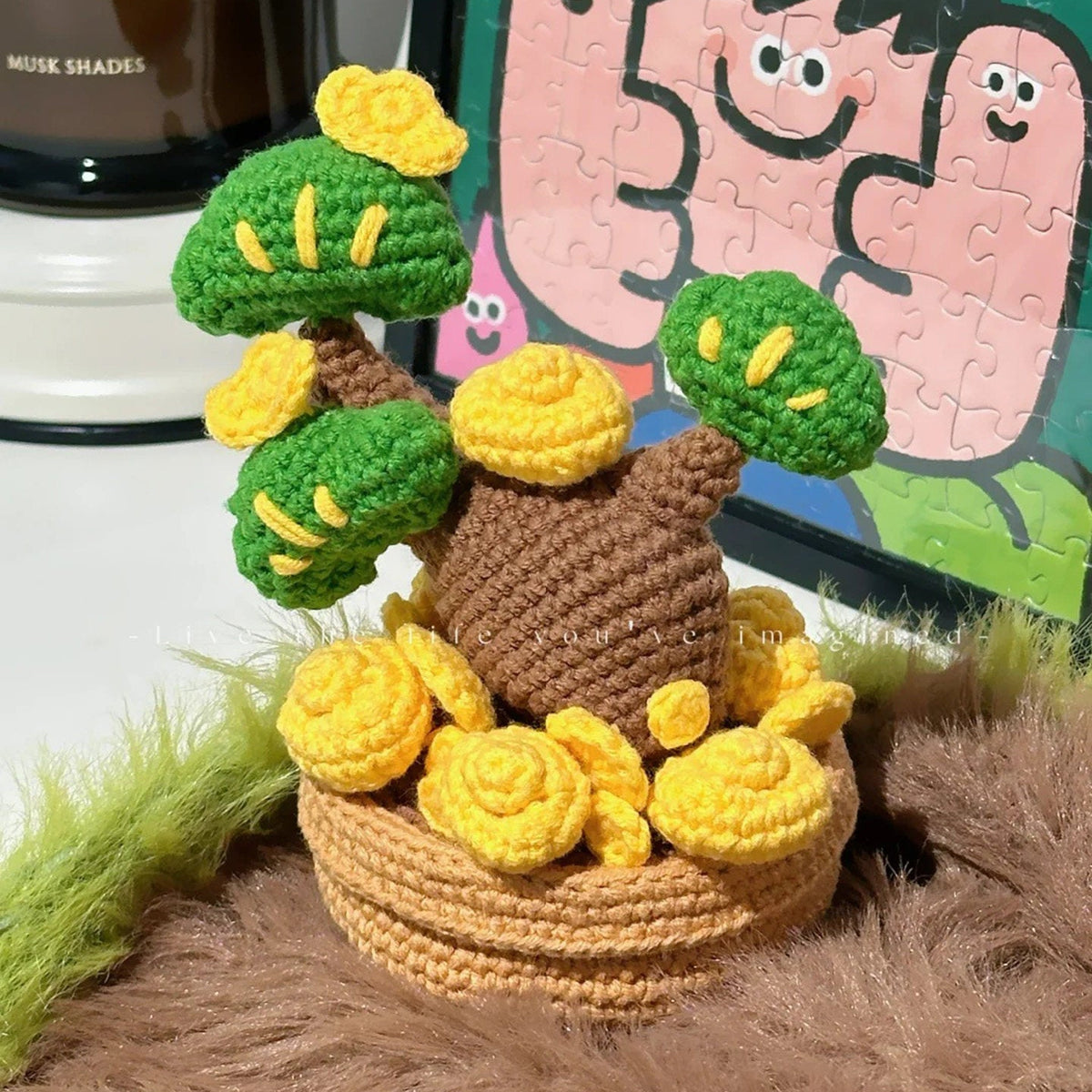DIY Crochet Kit,Potted "Money Tree" — Handmade Yarn Craft & New Year's Gift