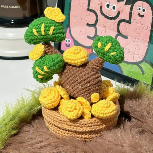 DIY Crochet Kit,Potted "Money Tree" — Handmade Yarn Craft & New Year's Gift