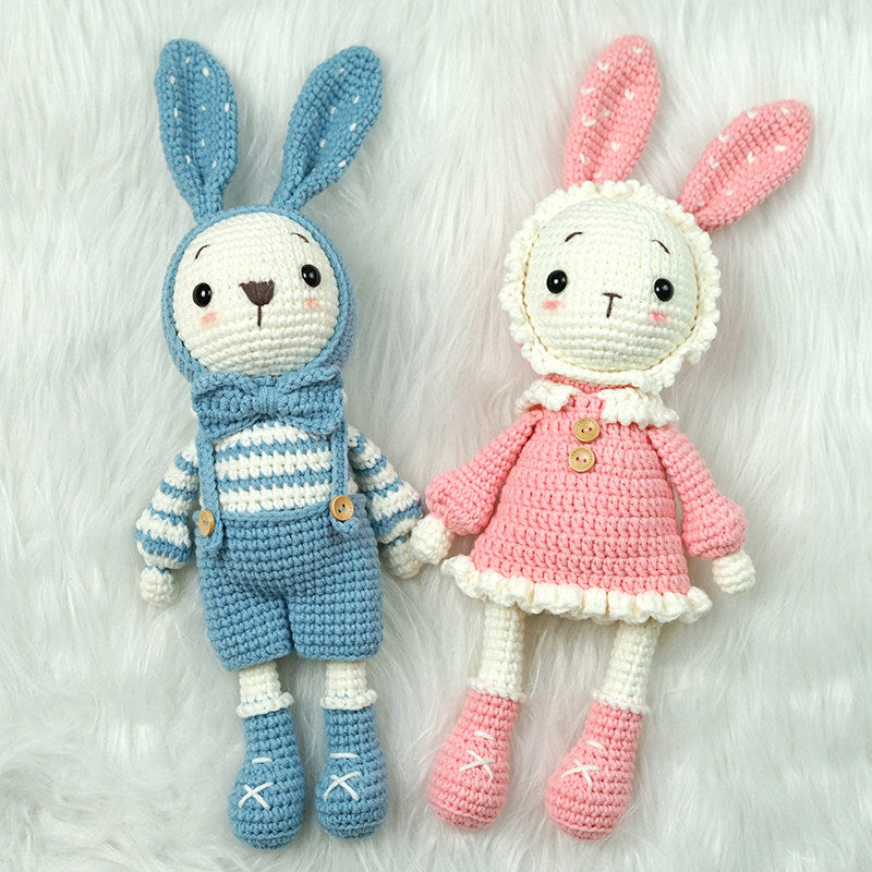 DIY Crochet Doll Kit Handmade Gift Yarn Doll Couple Rabbit for friend family