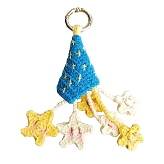 Small star bag charm keychain yarn hand-knitting DIY material kit for making Christmas gifts