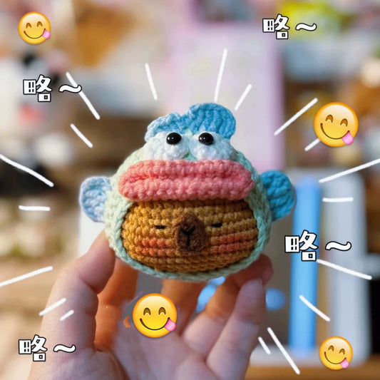 DIY Crochet Kit for Ugly Fish Capibala Bag Keychains/Dolls/Gifts