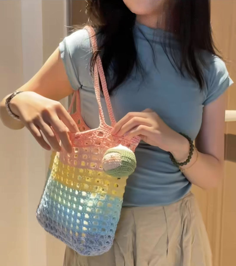 Star & Pompompurin Camellia Hand-Crocheted Bag — DIY Kit (Crochet Materials Pack) — Handmade Gift