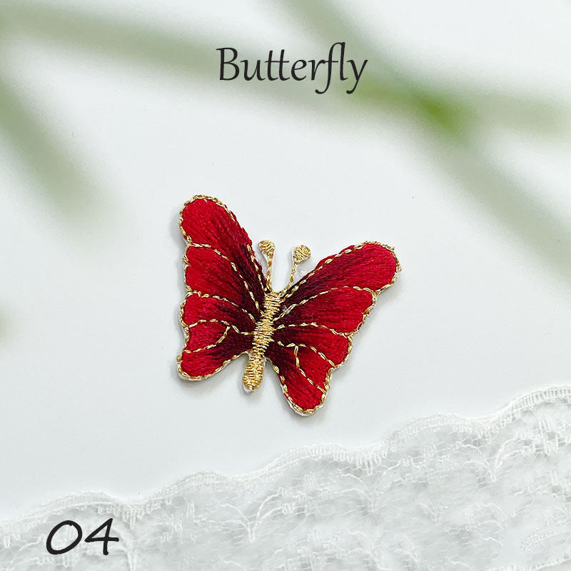 Gold-Edged Butterfly Embroidery Patch