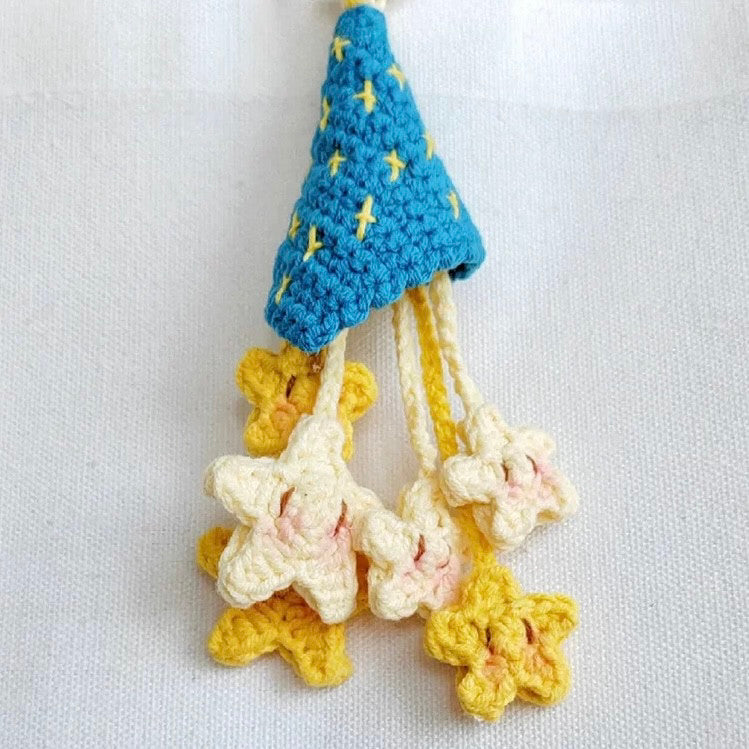 Small star bag charm keychain yarn hand-knitting DIY material kit for making Christmas gifts