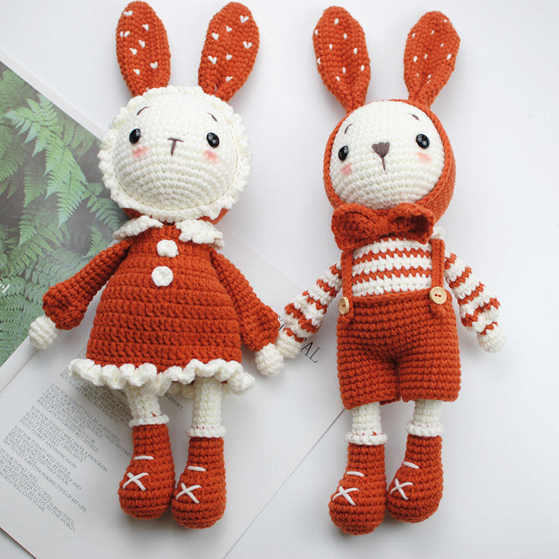 DIY Crochet Doll Kit Handmade Gift Yarn Doll Couple Rabbit for friend family