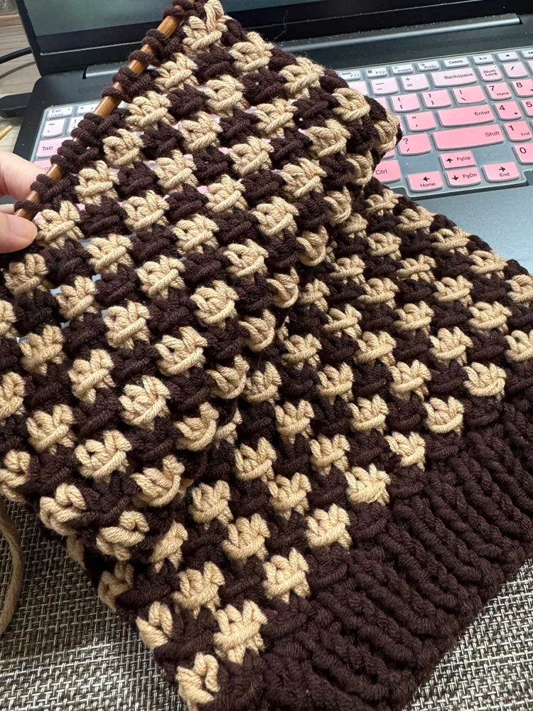 Star-Patterned Scarf DIY Crochet Kit — Hand-Knitting Materials with Chunky Yarn