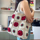 Granny Square Hand-Knitted Bag — Crochet DIY Kit | Wool Knit Camellia Shoulder Bag | Handmade Gift