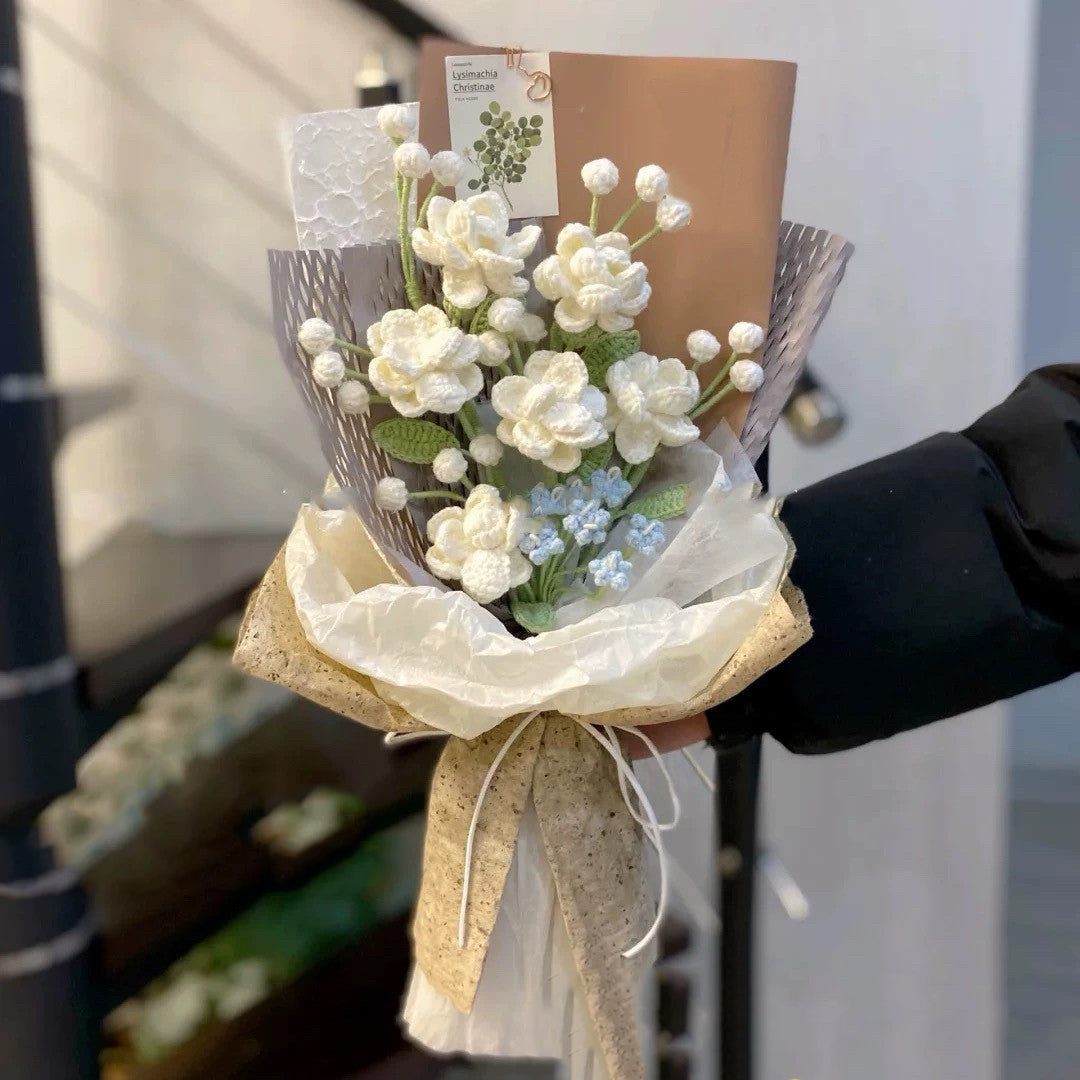 Handmade crochet diy jasmine rose yarn bouquet hand-made flower material package homemade gift