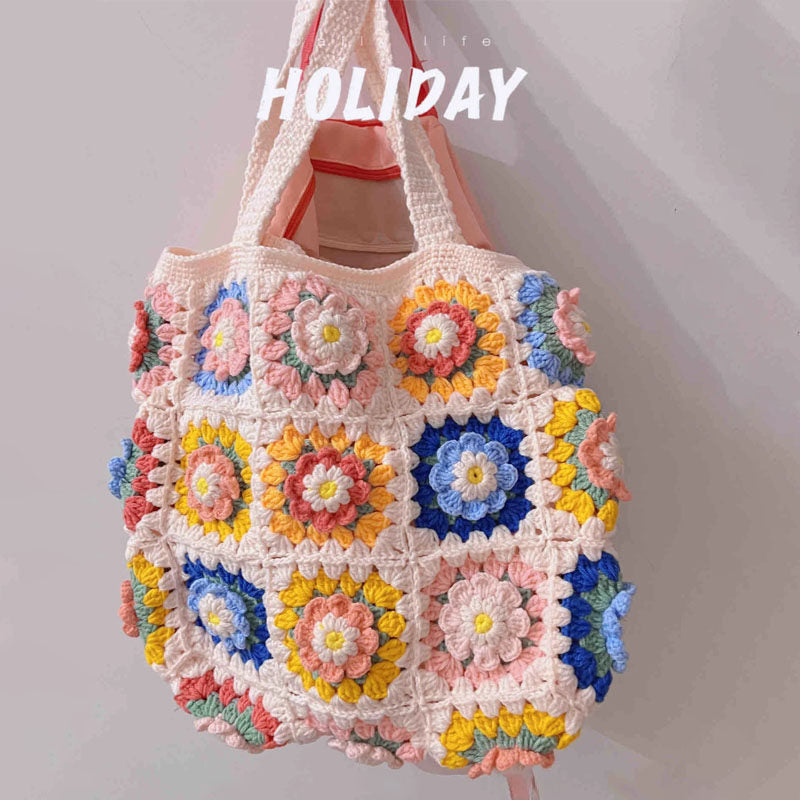 Star & Pompompurin Camellia Hand-Crocheted Bag — DIY Kit (Crochet Materials Pack) — Handmade Gift
