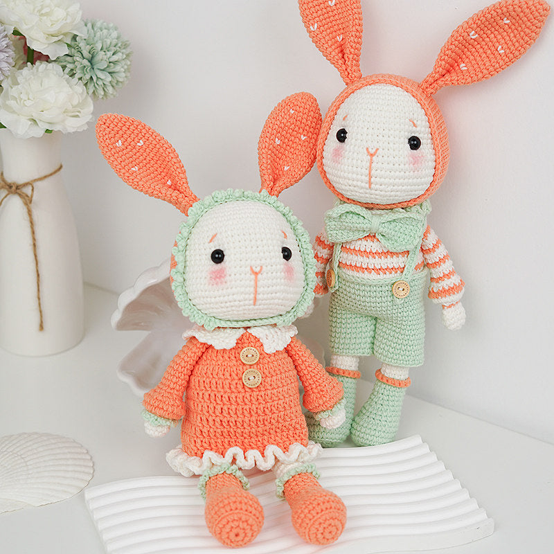 DIY Crochet Doll Kit Handmade Gift Yarn Doll Couple Rabbit for friend family