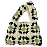 Camellia hand-knitted shoulder handbag diy material bag wool crochet granny bag gift homemade
